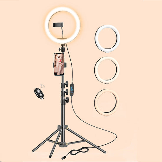 10.2" Dimmable Selfie Ring Light with Tripod & Phone Holders