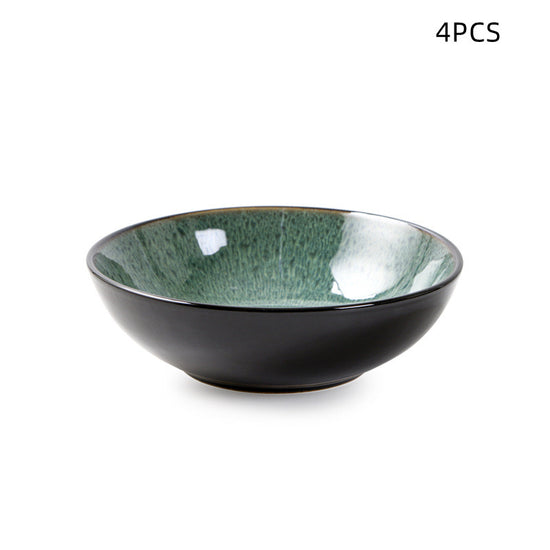 Peacock Green Ceramic Bowl for Creative Western Cuisine